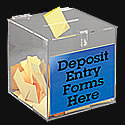 12w x 12h x 12d w/11w x 8 1/2h w/Optional Ad Frame: Entry Box/Clear/Counter/Hasp