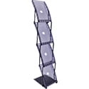 8.75w x 13.25h x .88d Portable Literature Floor Rack; 4 Pockets, Single Sided, Carry Bag