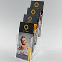 4 1/8w x 9 3/4h x 1 5/16d; 4 Pocket / 4 Tier Brochure Holder: Optional Business Card Pocket