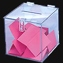 7 3/4w x 7 3/4h x 7 3/4d: Donation Box/Clear/Black/Counter/Hasp
