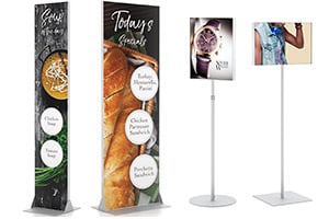 24w x 36h Oval Poster Display Stand - Black Double Sided