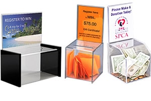 Clear Storage Container Ticket Vote Box Donation Box with Lock,Acrylic Ballot/Suggestion Box with 4x6 Ad Frame 