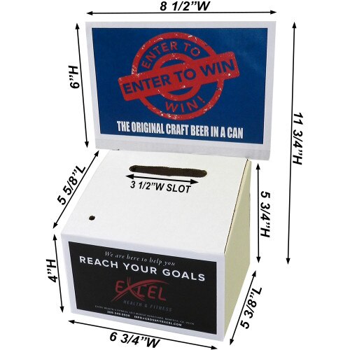 Cardboard Ballot Box For Marketing Leads, Includes 2 Printed Decals