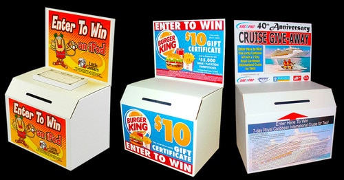 Competition Entry Box Layout Cardboard Entry Box - Includes 2 Printed Labels | Contest Box