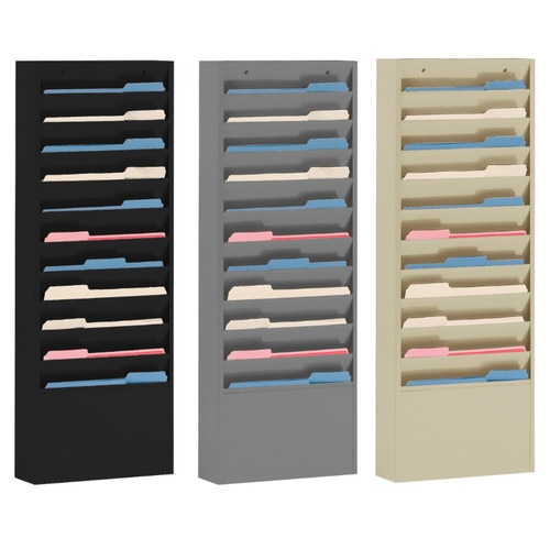 Medical Coding Book Rack 11 Pocket Metal Wall File, Medical Chart Holder, Literature Rack, Black ...