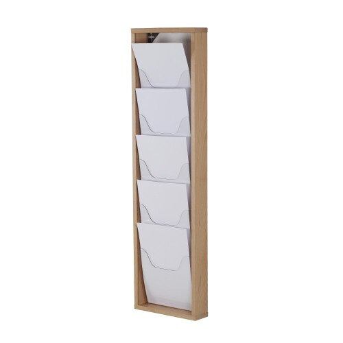 5 Pocket Wood Wall Magazine Rack for Wall, For 8.5x11 Magazines ...