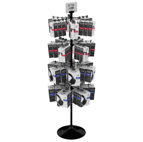 Spinner Rack Signage 24 Hook Floor Merchandise Spinner Rack for Merchandise up to 5